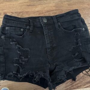 Edgy Black Distressed Denim Shorts
